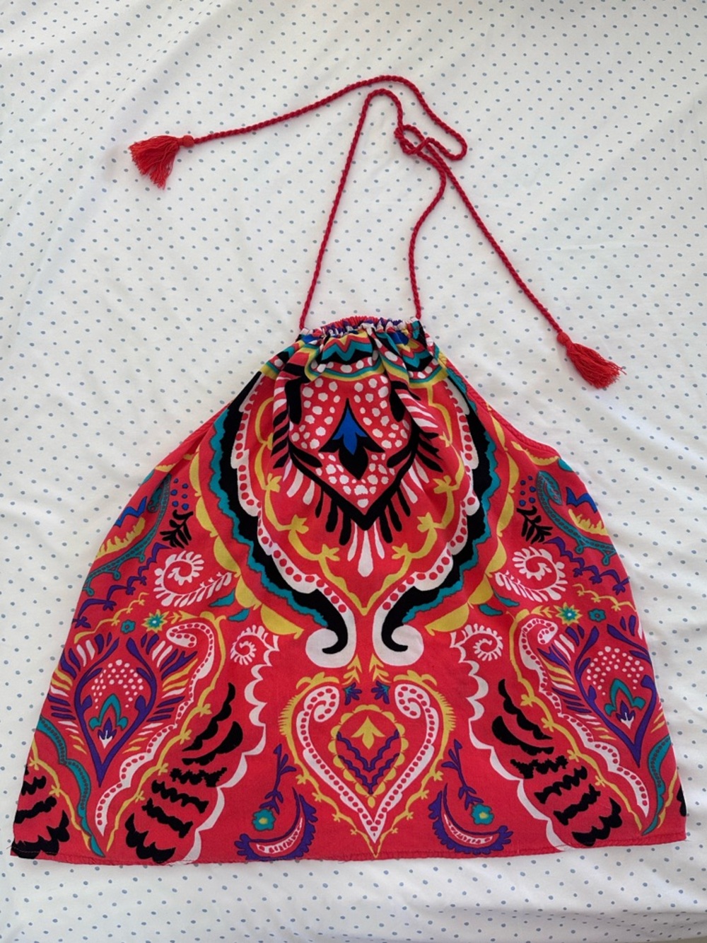Flying Tomato Boho Halter Top Paisley Print Open Back Tie